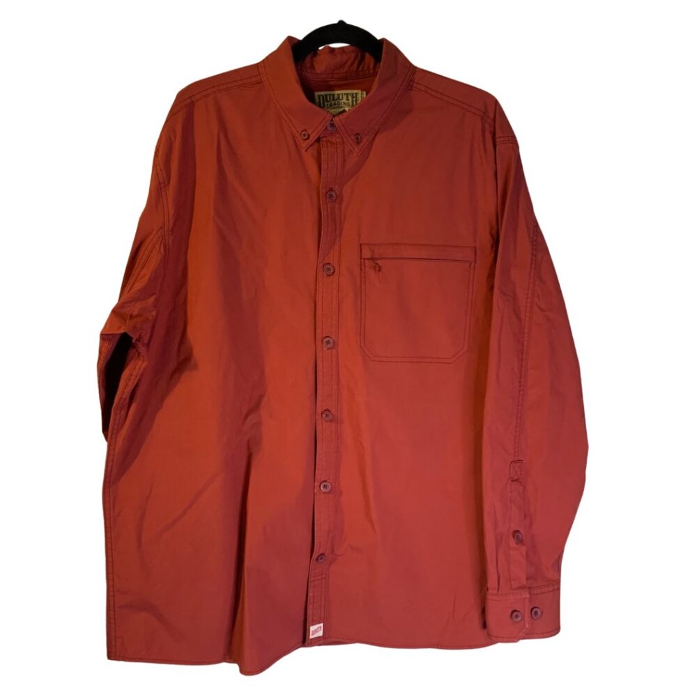 Duluth Men's Canyoneer Button Down Shirt Size L Cotton Stretch Armpit Gussets